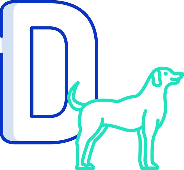 Alphabet Series Dsolid contour kleurvector illustratie