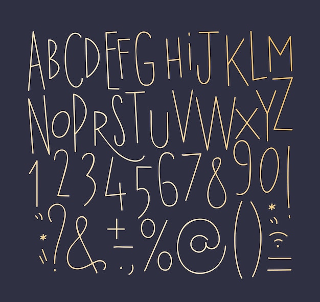 Alphabet straight lines font gold