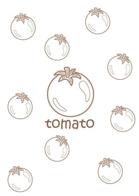 子供と大人のためのトマトの語彙学校の学生レッスンの漫画のぬりえページのアルファベット T