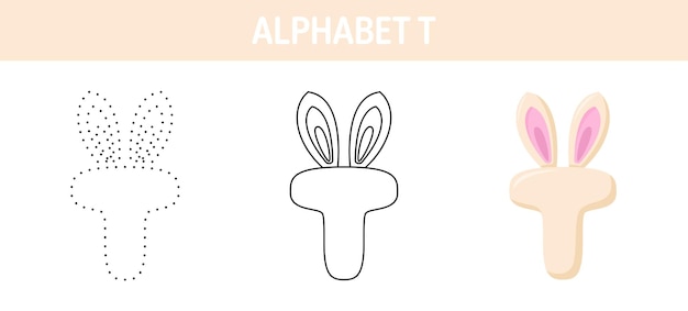 Alphabet T tracing and coloring worksheet for kids