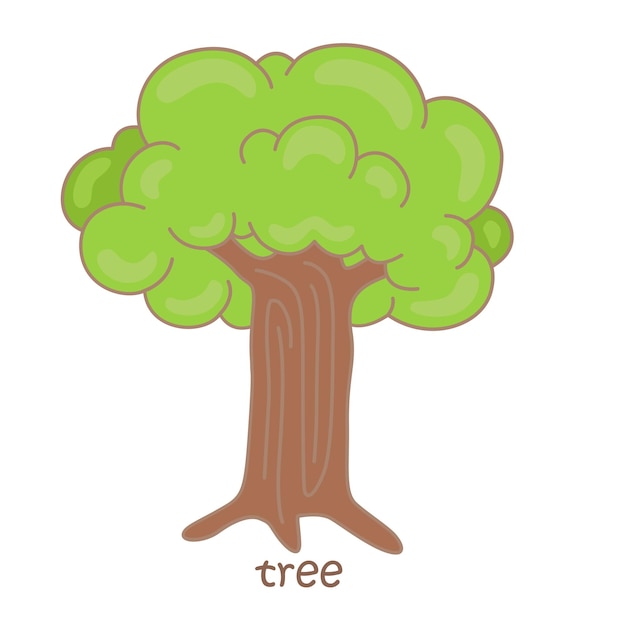 Alphabet T For Tree Vocabulary School Student Lesson Reading Cartoon Illustration Vector Clipart