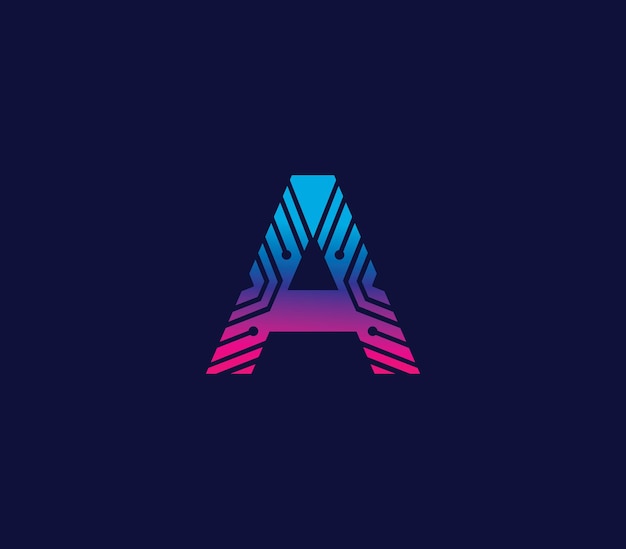 Vector a alphabet technology logo design concept