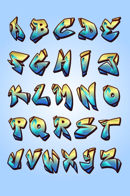 Vector alphabet text vector draw graffiti