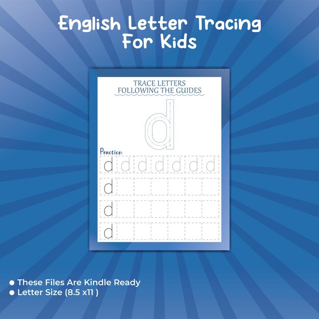 Vector alphabet tracing for kids letter - d