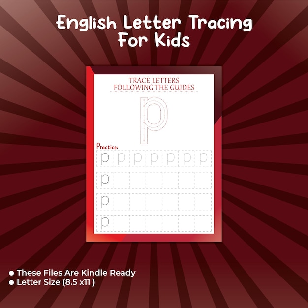 Vector alphabet tracing for kids letter - p