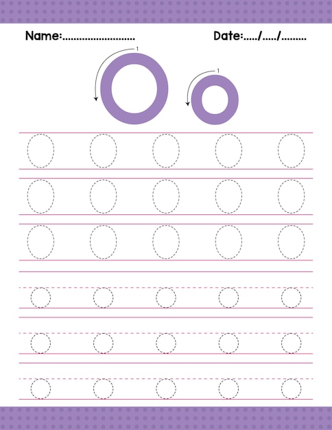 Alphabet tracing letter O beginning letter worksheet for preschool kid activity back to school