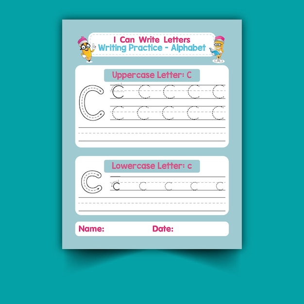 Alphabet tracing letter and vocabulary worksheet