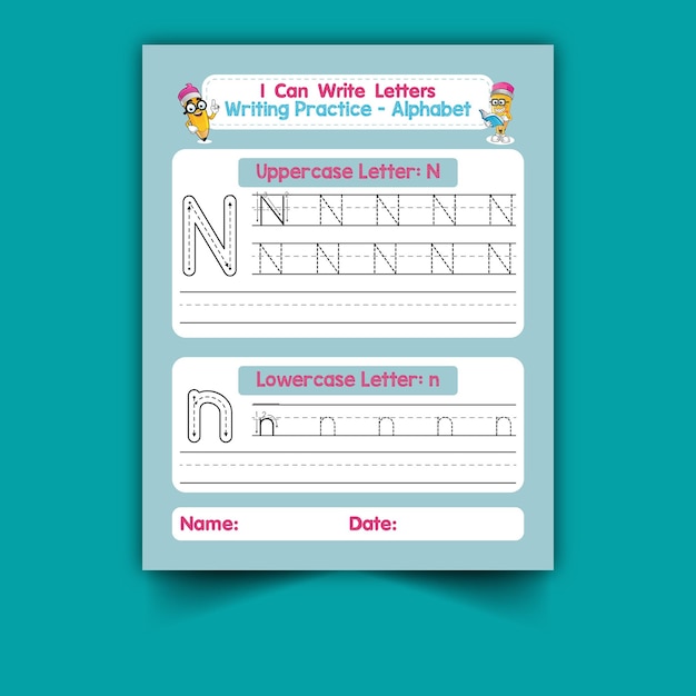 Vector alphabet tracing letter and vocabulary worksheet