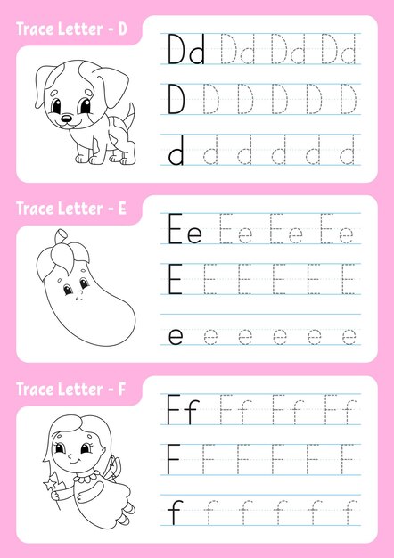 Alphabet tracing page. Worksheet for kids.