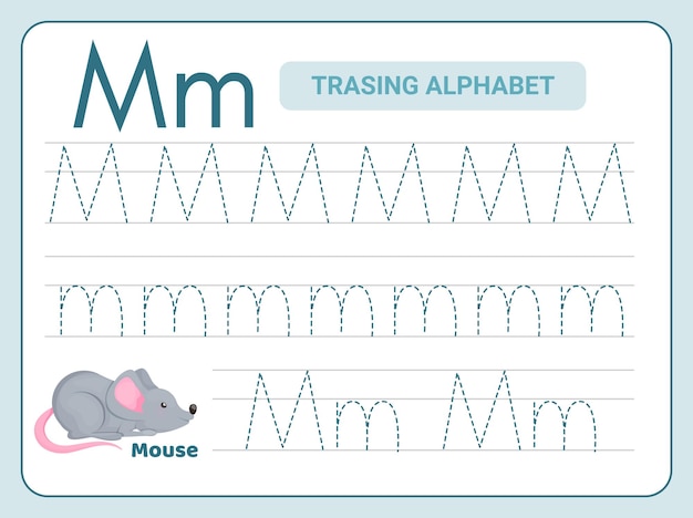 Alphabet tracing practice for leter m worksheet