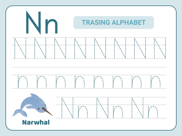 Alphabet tracing practice for leter n worksheet