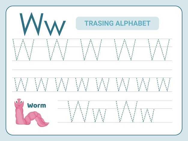 Alphabet tracing practice for leter w worksheet