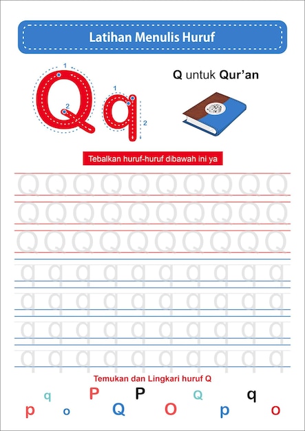 Vettore tracciato alfabetico q - versione indonesia