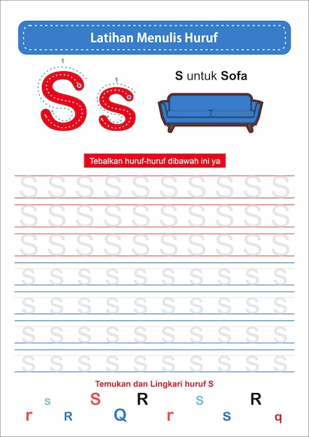 Alphabet tracing S - Indonesia Version