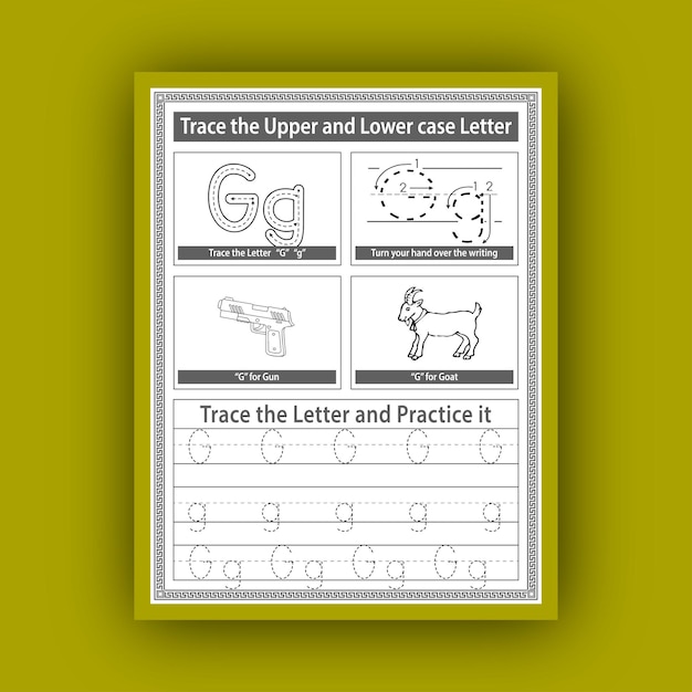 Vector alphabet tracing worksheet for kid
