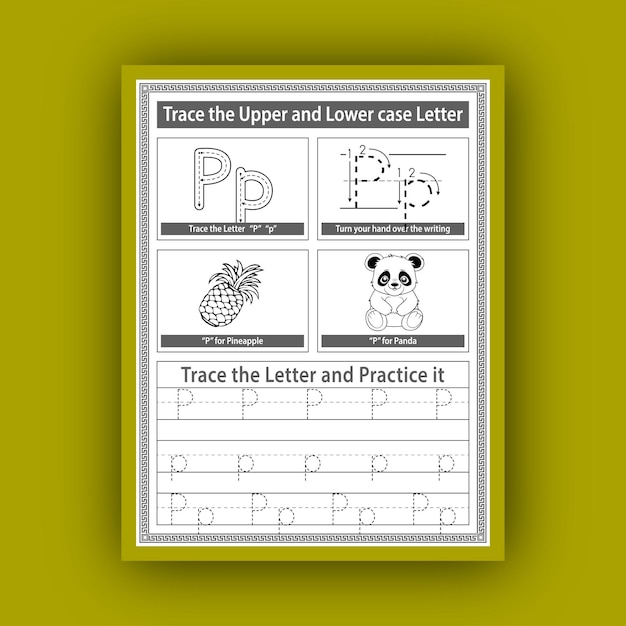 Vector alphabet tracing worksheet for kid