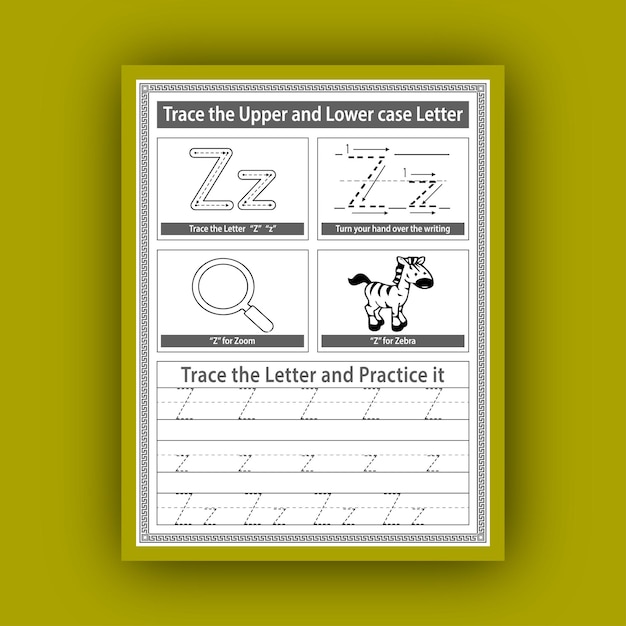 Vector alphabet tracing worksheet for kid