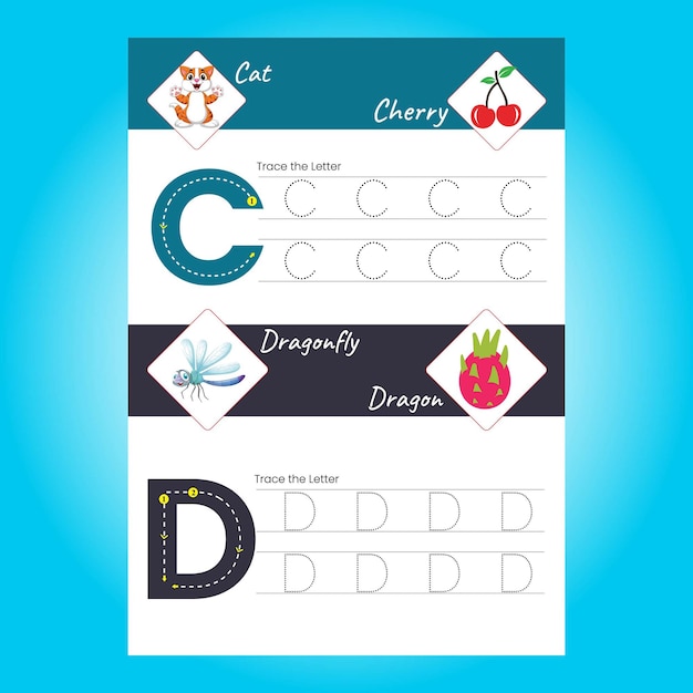 Alphabet tracing worksheet for kids