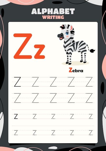 Alphabet Tracing Worksheet Template With Animal