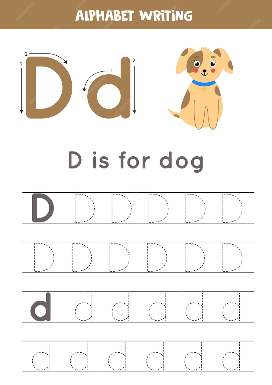 Premium Vector | Alphabet tracing worksheet with animal illustration