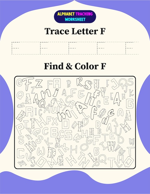 Alphabet tracing worksheet with letter F