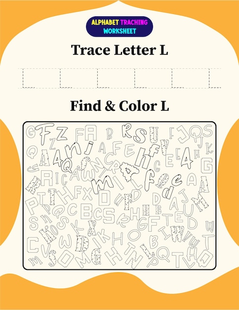 Alphabet tracing worksheet with letter L