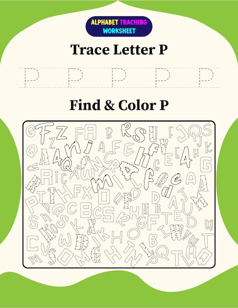 Alphabet tracing worksheet with letter p