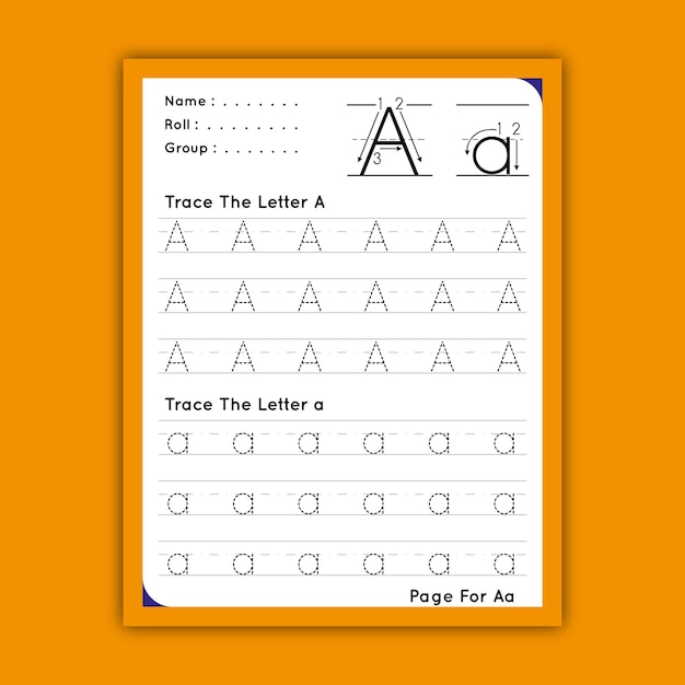 Vector alphabet tracing worksheets with letters aa to zz