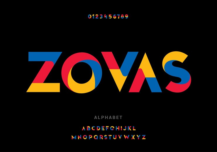 Vector alphabet. trendy futuristic letter set
