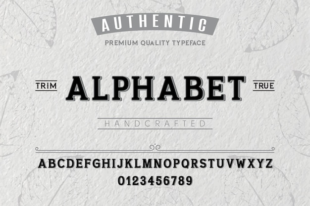 Alphabet typeface For labels and different type designs