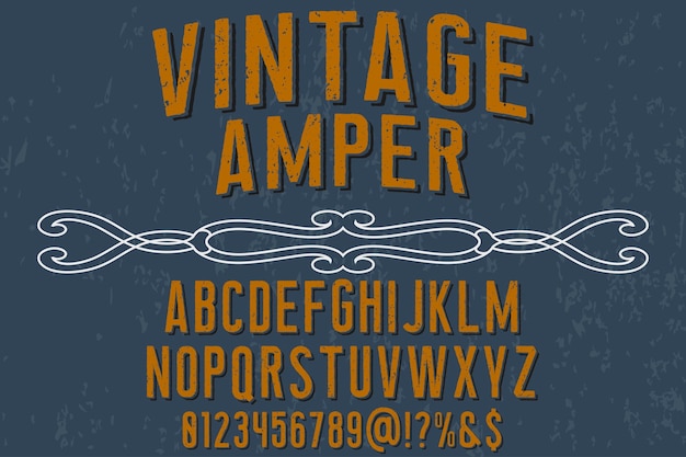 Alfabeto carattere tipografico vintage amper