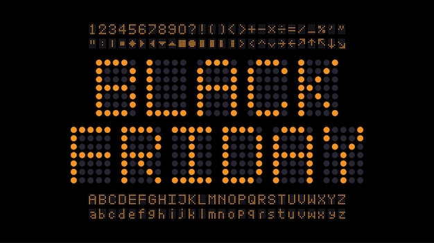 Vector alphabet typography style led yellow digital display