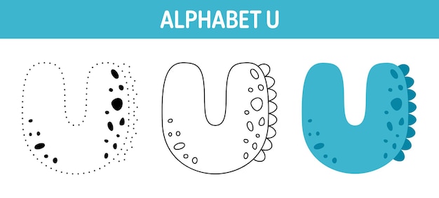 Алфавит u, лист для рисования и раскраски для детей