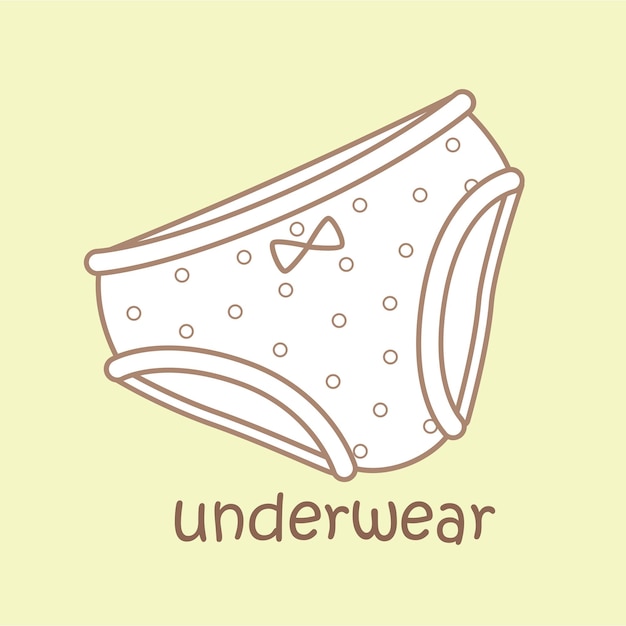 Alphabet u for underwear vocabulary school lesson cartoon digital stamp outline black and white