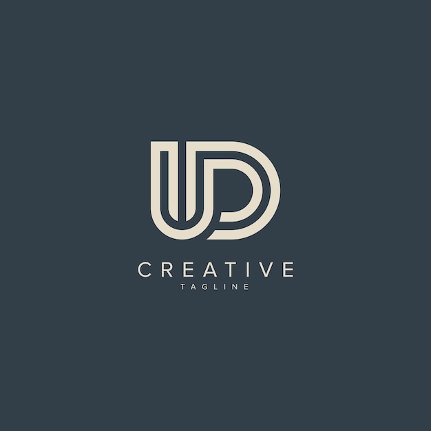 Alphabet UD DU letter moderne monogram stijl logo vector element