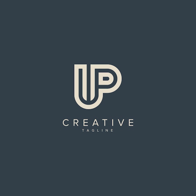 Alphabet UP PU letter moderne monogram stijl logo vector element