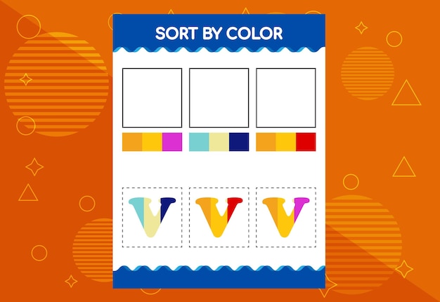 Алфавит V сортирует по цвету для детей Хорошо подходит для школьных и детских проектов