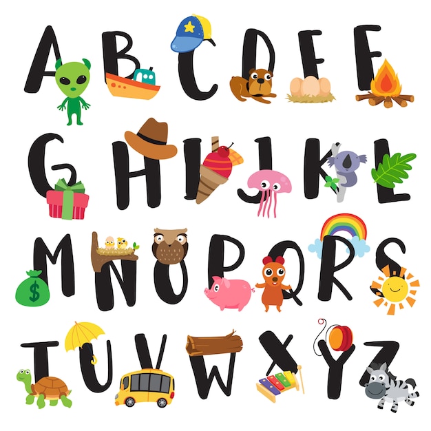 Disegno vettoriale alfabeto per bambino