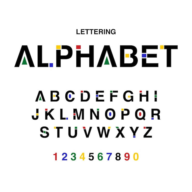 Vector alphabet vector illustration set. lettering font text template.