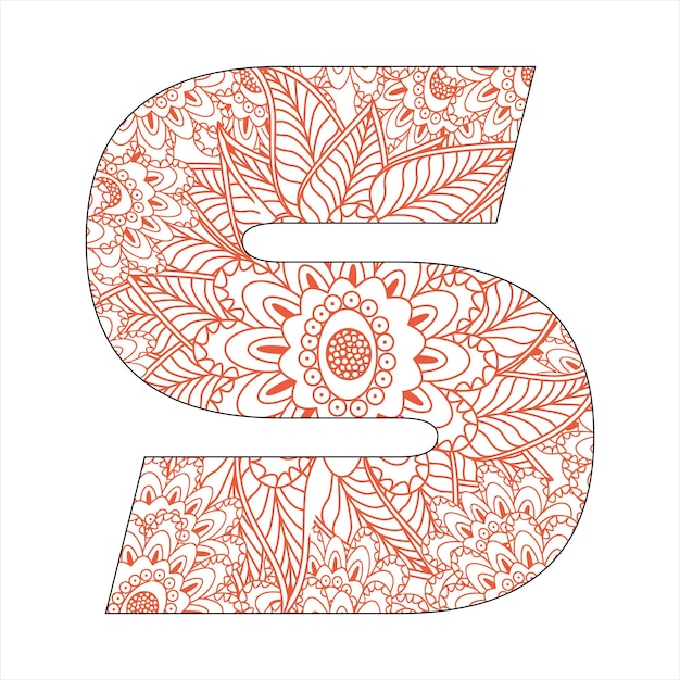 Alphabet Vintage letters coloring books with flower mandala vector design for kids activity