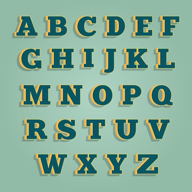 Vector alphabet in vintage style