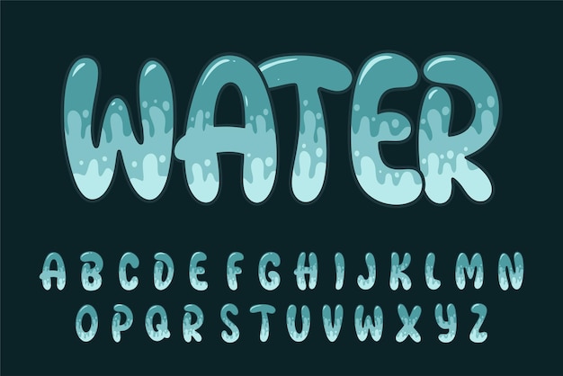 Alphabet Water Graffiti Cartoon Vector