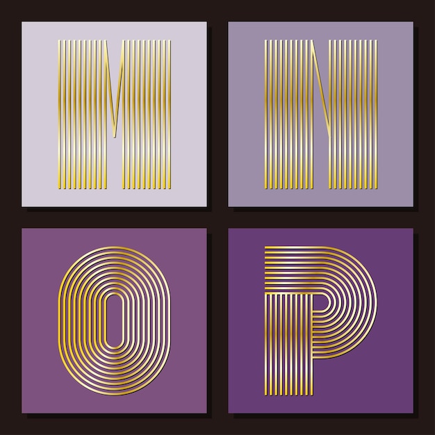 Alphabet with geometric art deco lines