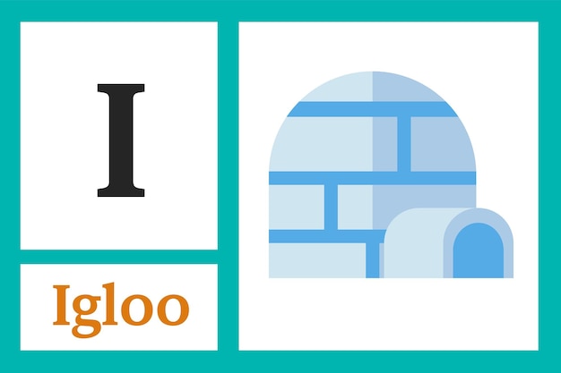 Alphabet with letter I for Igloo