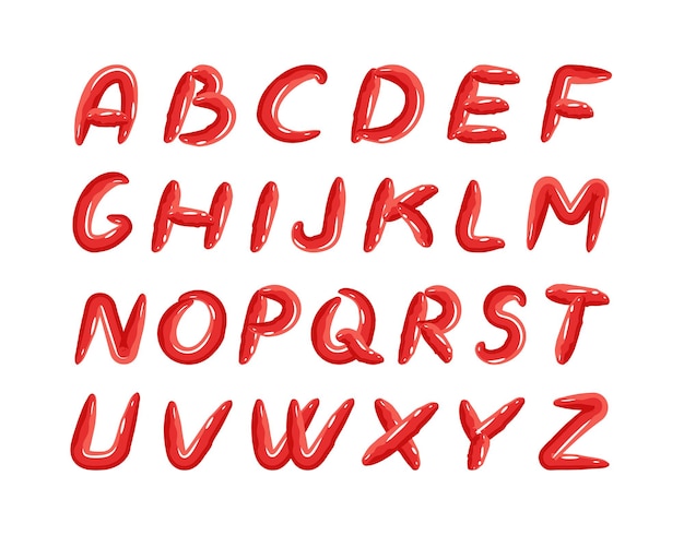 Alphabet with Red fonts