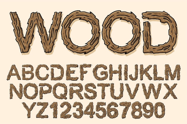 Alphabet wood style text vector