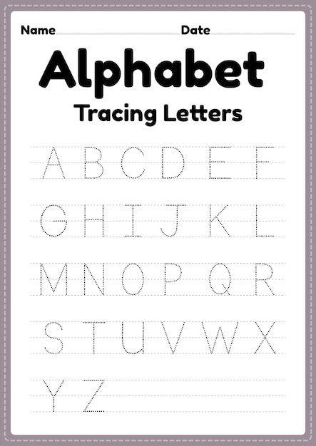 Alphabet worksheets for kindergarten tracing letters for preschool kids for handwriting practice