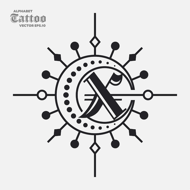 Logo del tatuaggio dell'alfabeto x