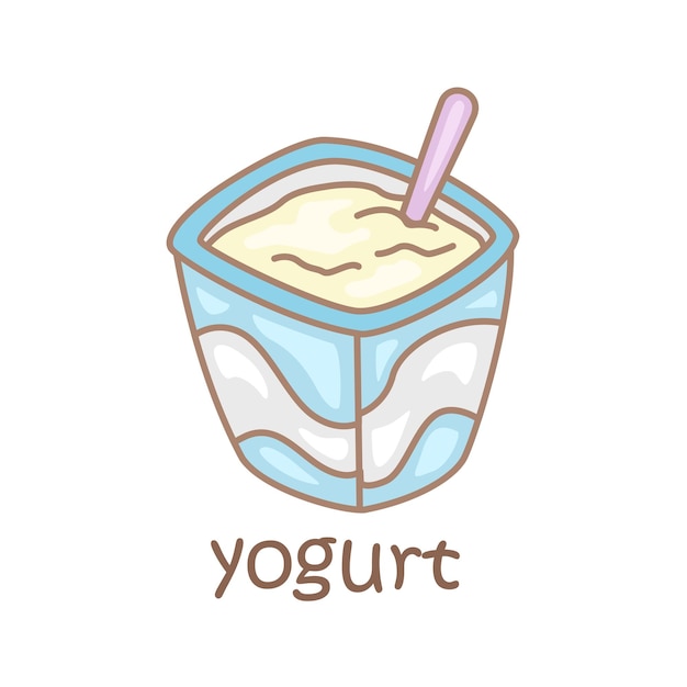 Alphabet Y For Yogurt Vocabulary School Lesson Cartoon Illustration Vector Clipart Sticker