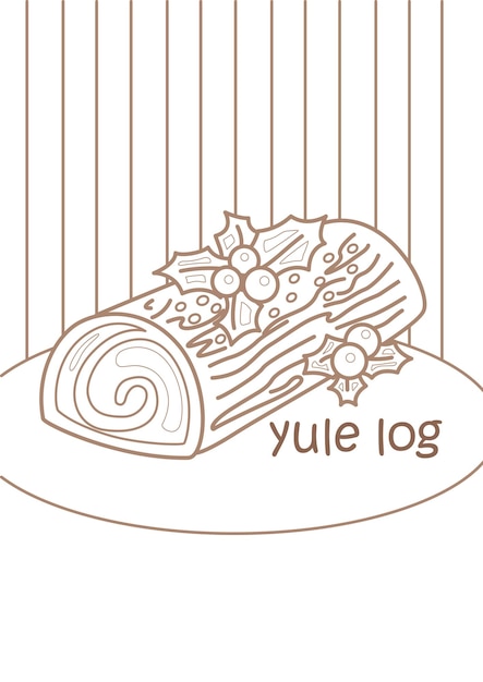 Alphabet Y For Yule Log Vocabulary School Lesson Cartoon Coloring Pages for Kids and Adult